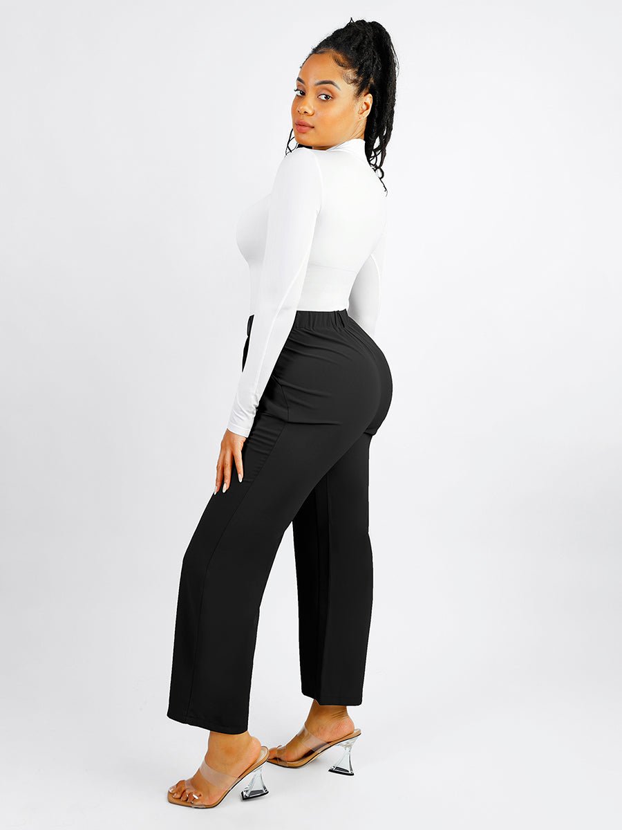 Rosina - Eco - friendly Seamless Thong Bodysuit with Long Sleeves &amp; Turtle Neck - Bella Fit USWhiteXS/S