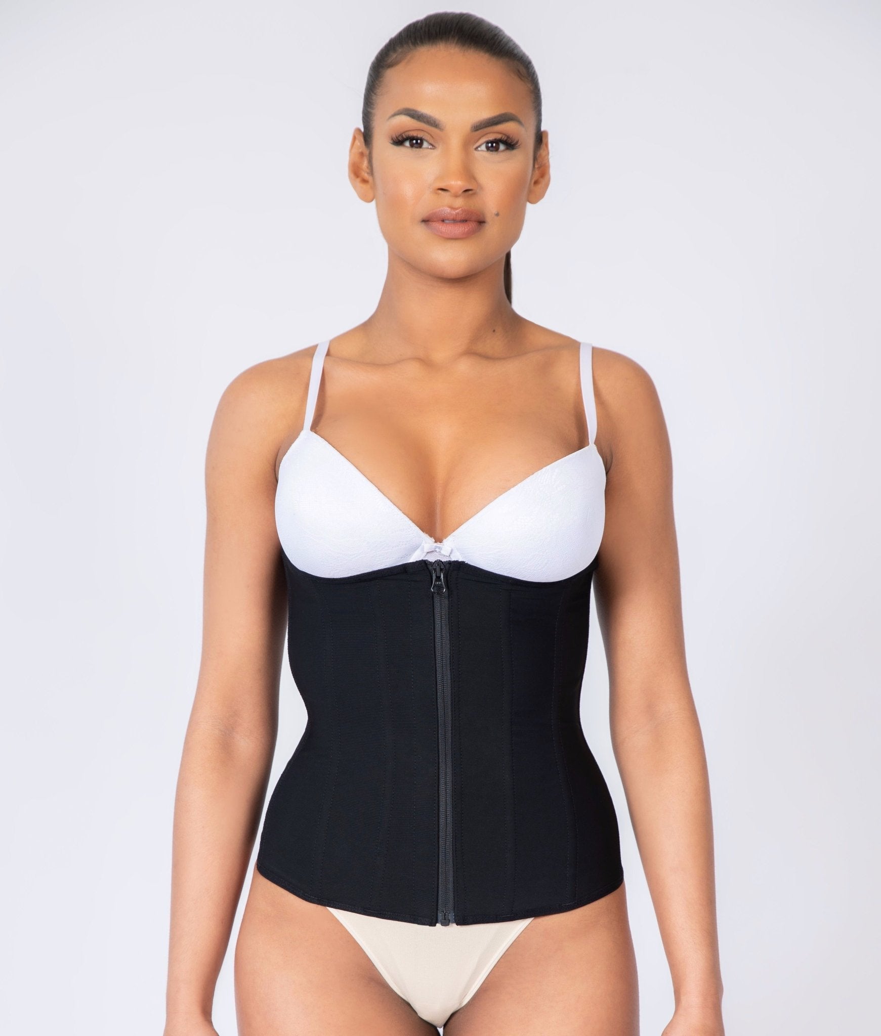 Tara - Waist Trainer with Zipper and Hooks - 9 Steel Bones - Bella Fit USSBlack