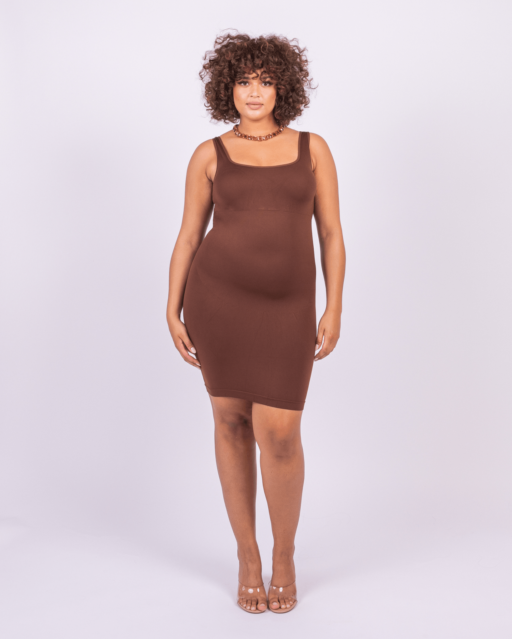 Valencia - Built-In 360° Contour Midi Shaping Dress - Bella Fit USXS/SBrown