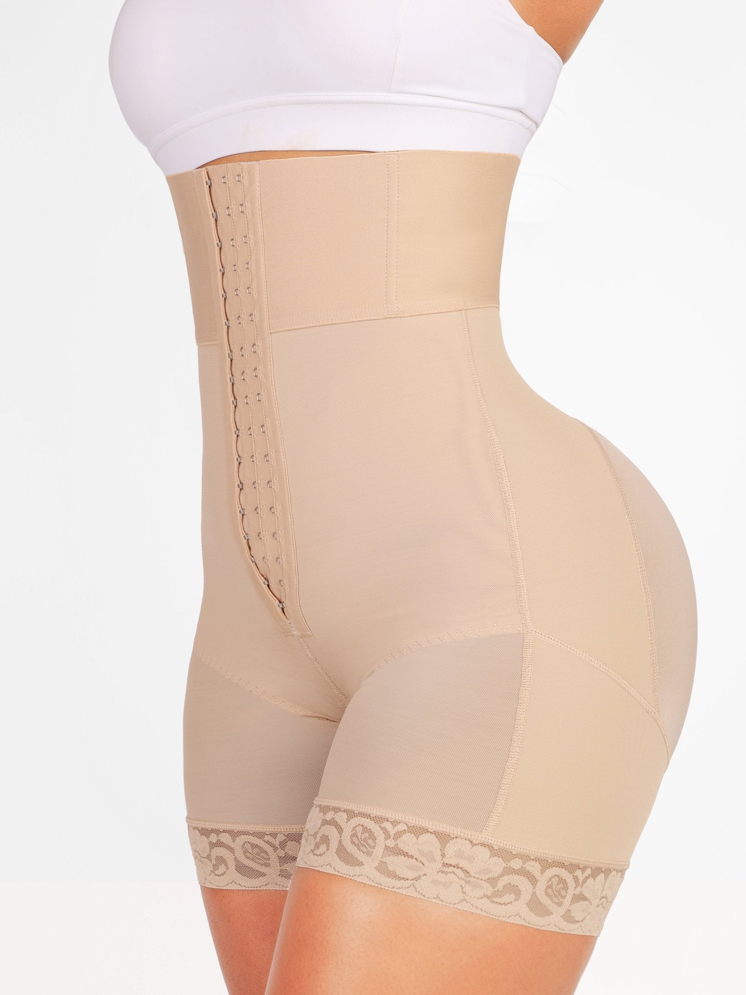 Valentina 2.0 - Boned Sculpt High-Waist BBL Shorts - Bella Fit USBeigeXS